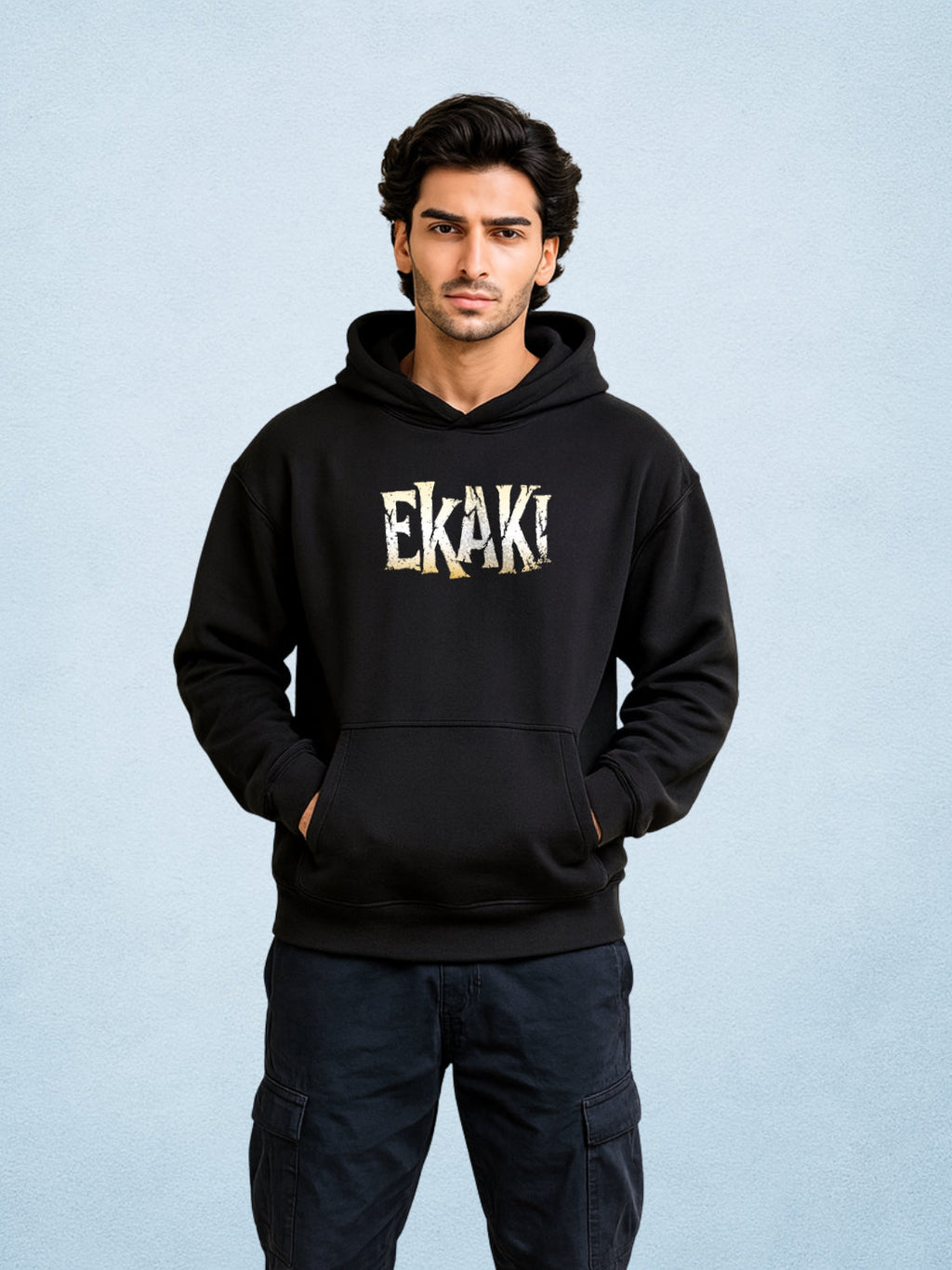 Zwuri Men | Ekaki - Pitch Black Oversized Hoodie