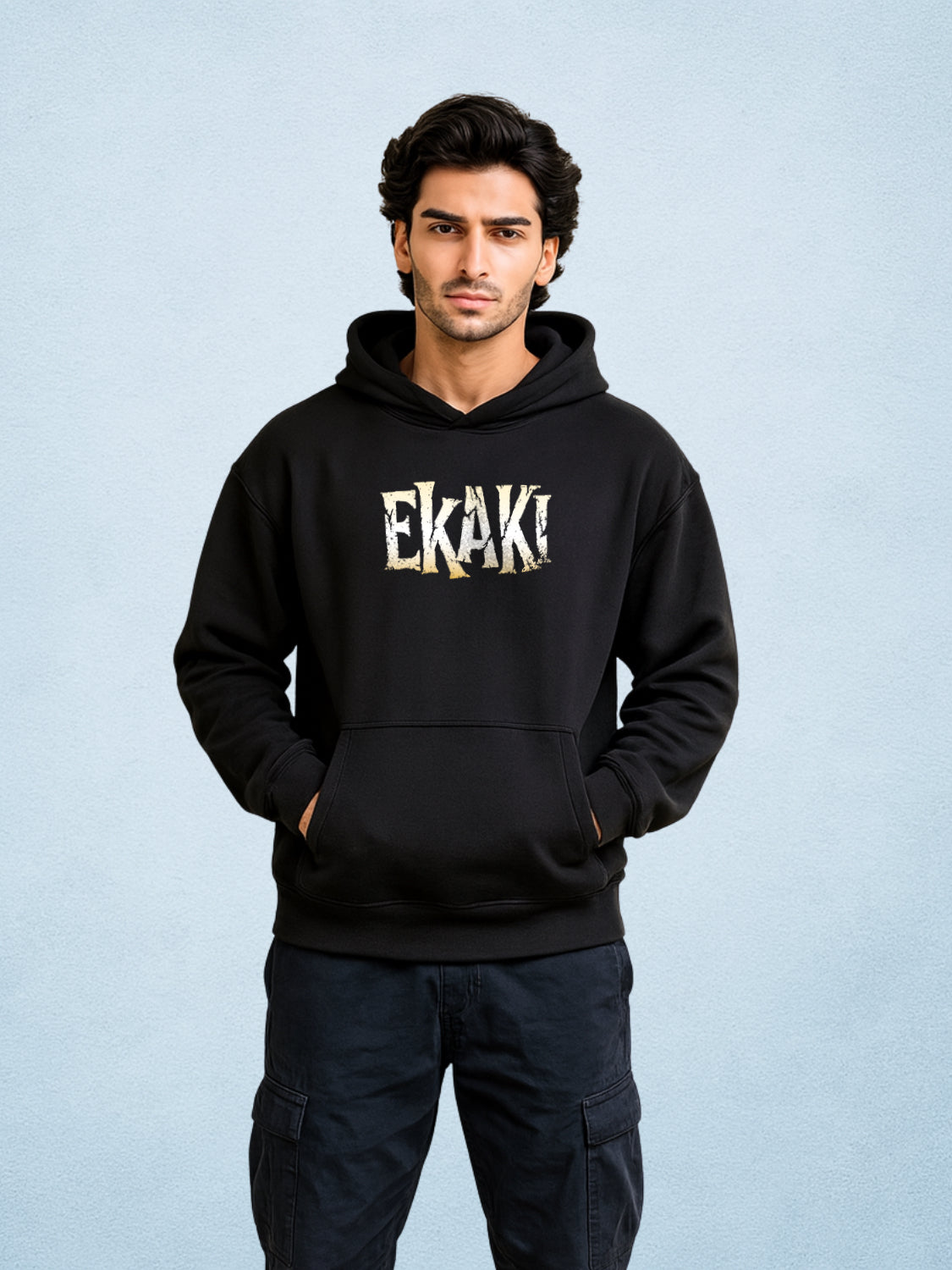 Zwuri Men | Ekaki - Pitch Black Oversized Hoodie
