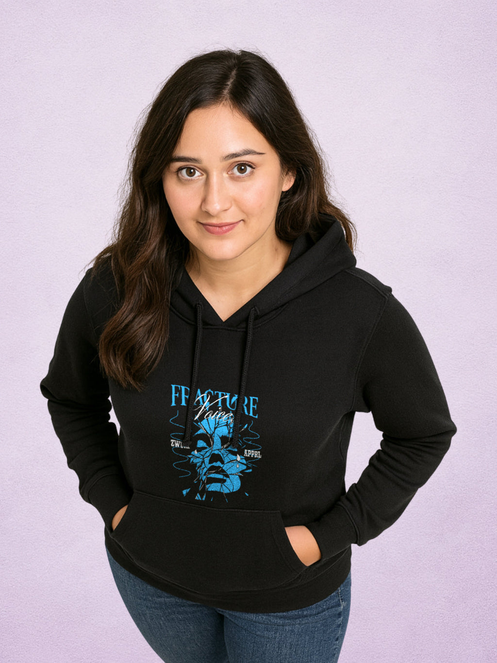 Zwuri Women | Fracture - Pitch Black Oversized Hoodie