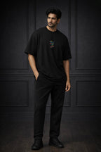 Zwuri Men | Robo Skate - Pitch Black Oversized T-Shirt
