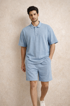Zwuri Men | Frost Blue Oversized Polo Cord Set