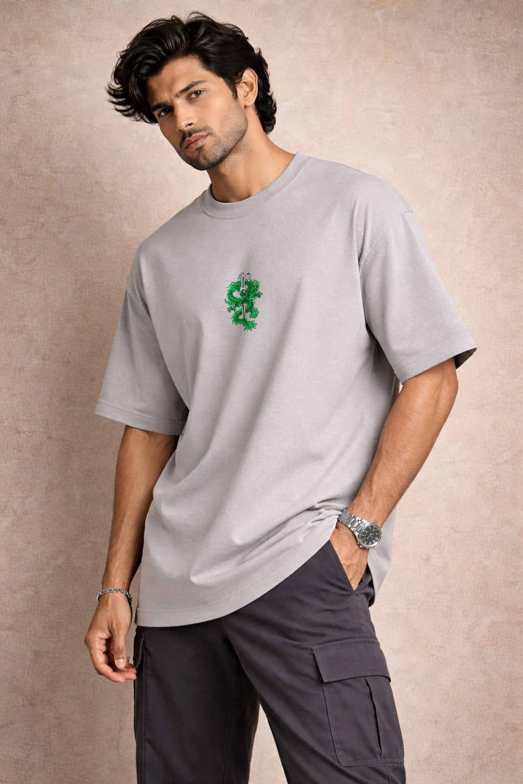 Zwuri Men | Samurai Dragon - Concrete Jungle Oversized T-Shirt