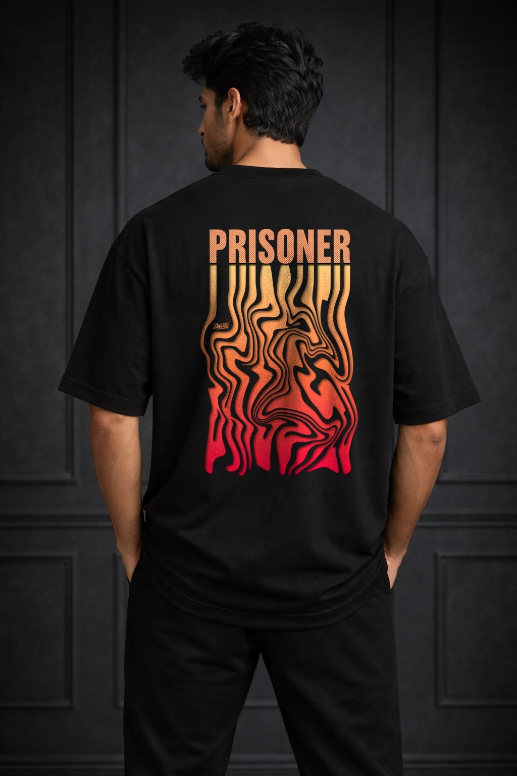 Zwuri Men | Prisoner - Pitch Black Oversized T-Shirt