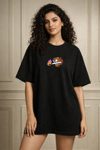 Zwuri Women | Spark 'n' Sparkle - Pitch Black Oversized T-Shirt