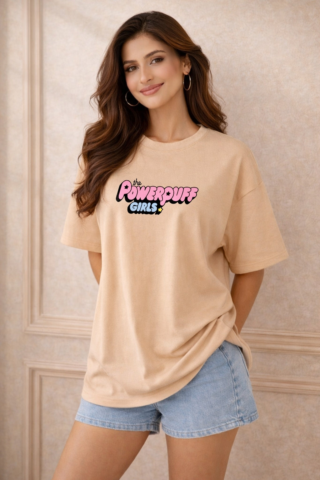 Zwuri Women | Powerpuff Girls - Caramel Kiss Oversized T-Shirt