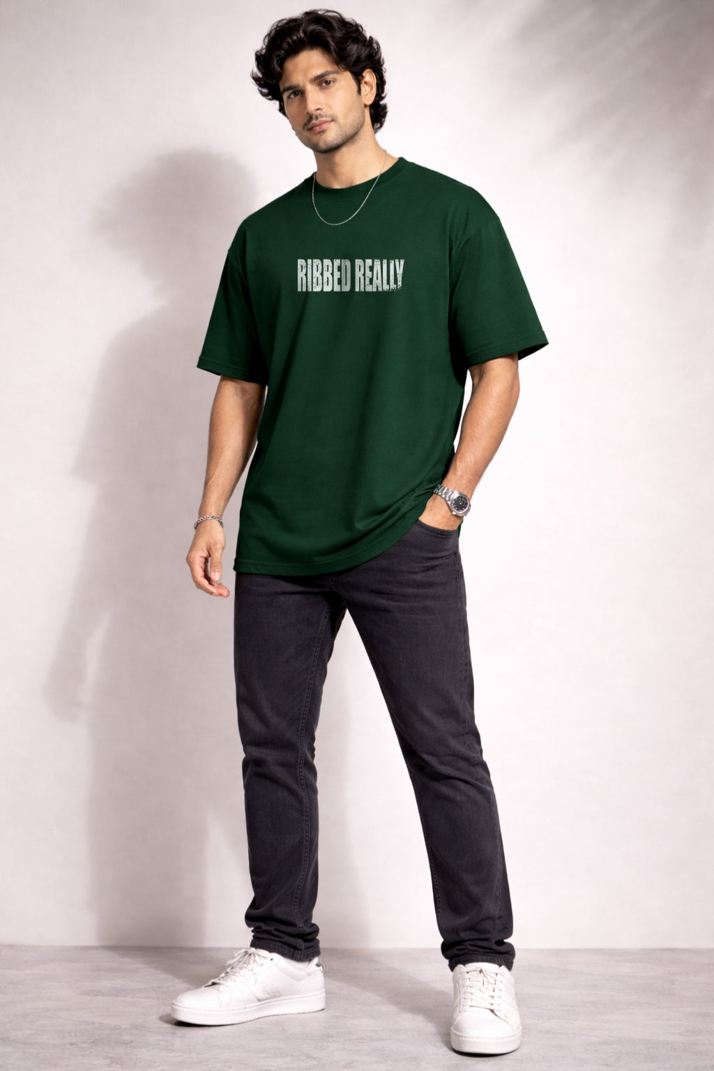 Zwuri Men | Ribbed Ribs - Jungle Vibe Oversized T-Shirt