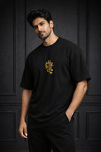 Zwuri Men | Samurai Dragon - Pitch Black Oversized T-Shirt
