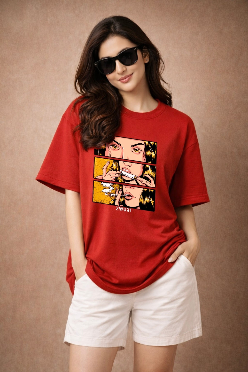 Zwuri Women | Golden Era - Cherry Bomb Oversized T-Shirt