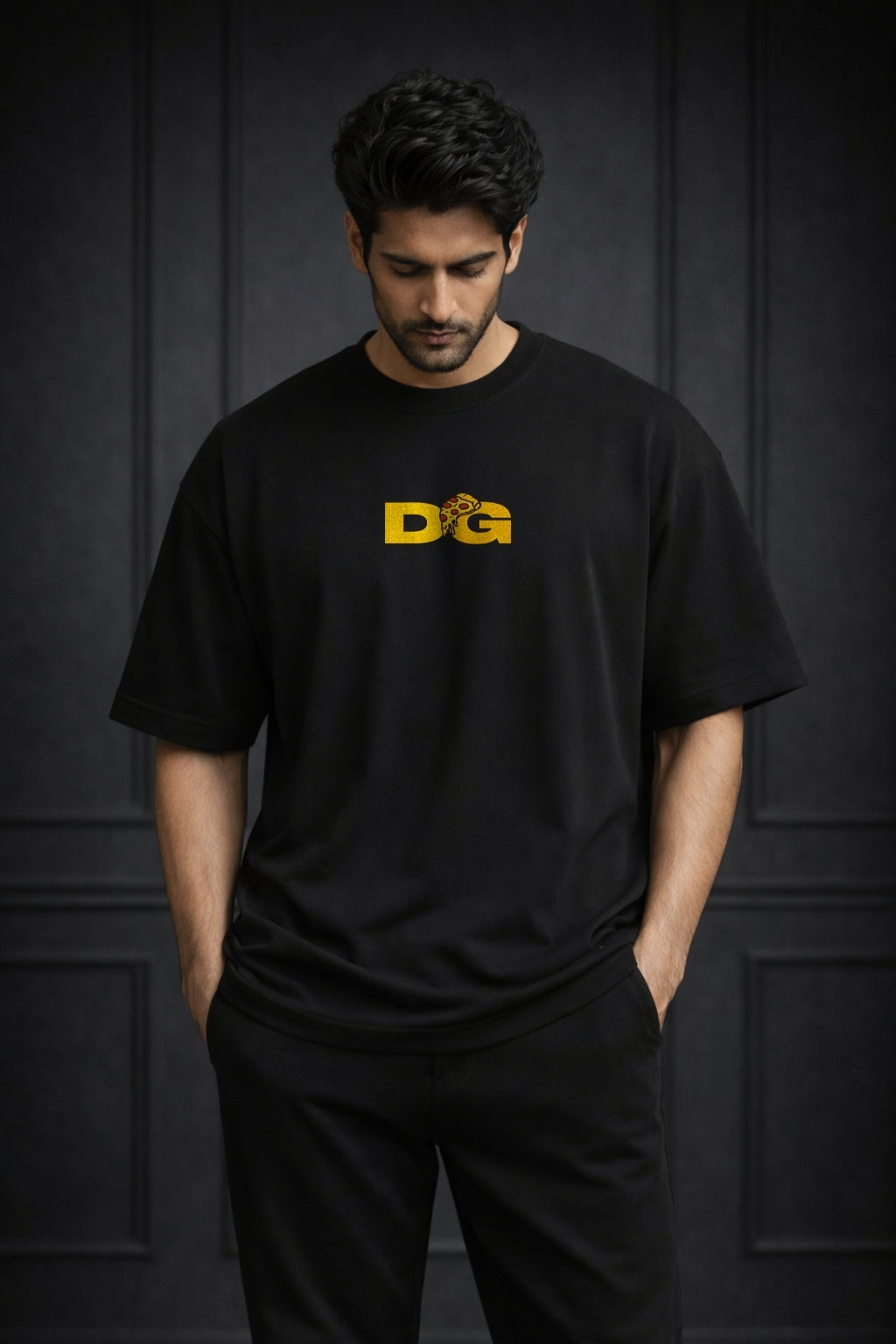 Zwuri Men | Dinners Group - Pitch Black Oversized T-Shirt