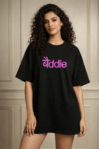 Zwuri Women | Baddie - Pitch Black Oversized T-Shirt