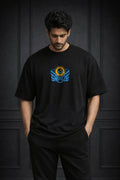 Zwuri Men | Sneeze - Pitch Black Oversized T-Shirt
