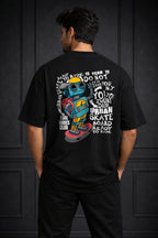 Zwuri Men | Robo Skate - Pitch Black Oversized T-Shirt