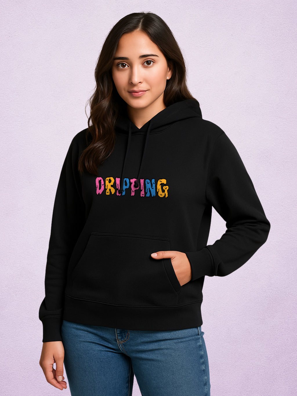 Zwuri Women | Dripping - Pitch Black Oversized Hoodie