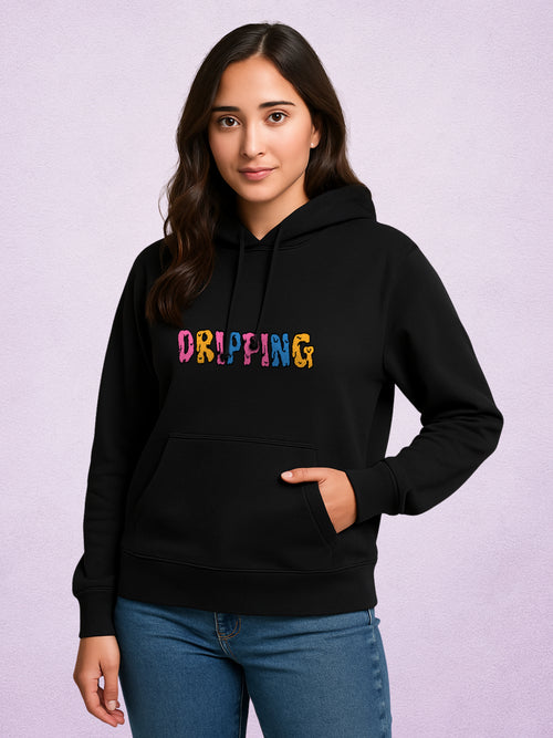 Zwuri Women | Dripping - Pitch Black Oversized Hoodie