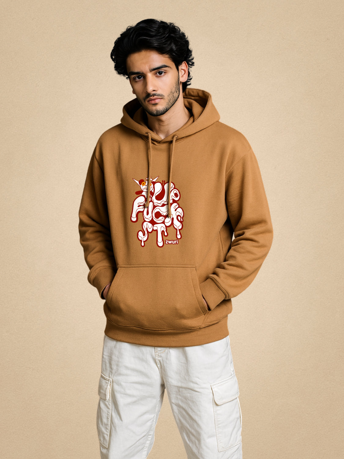 Zwuri Men | STFU - Biscoff Brown Oversized Hoodie