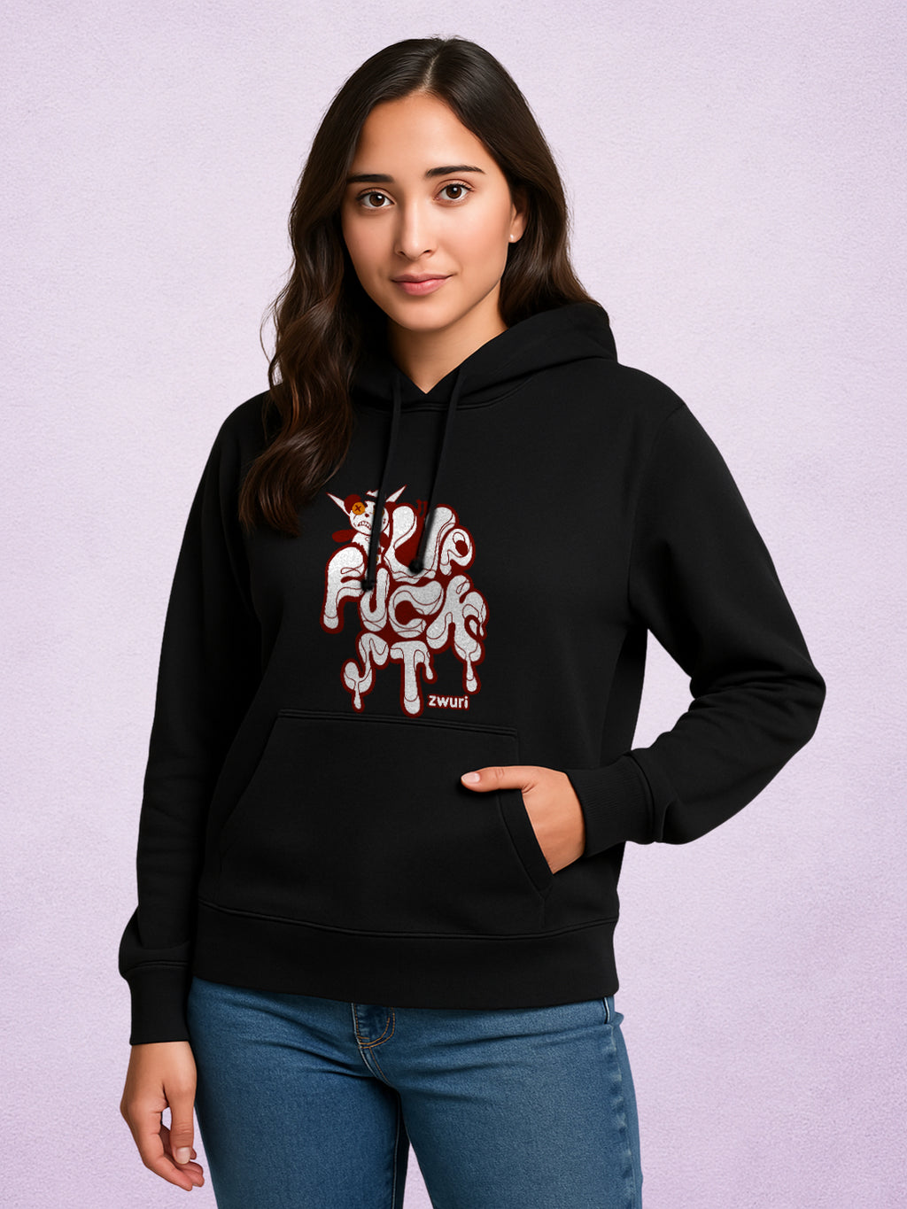 Zwuri Women | STFU - Pitch Black Oversized Hoodie