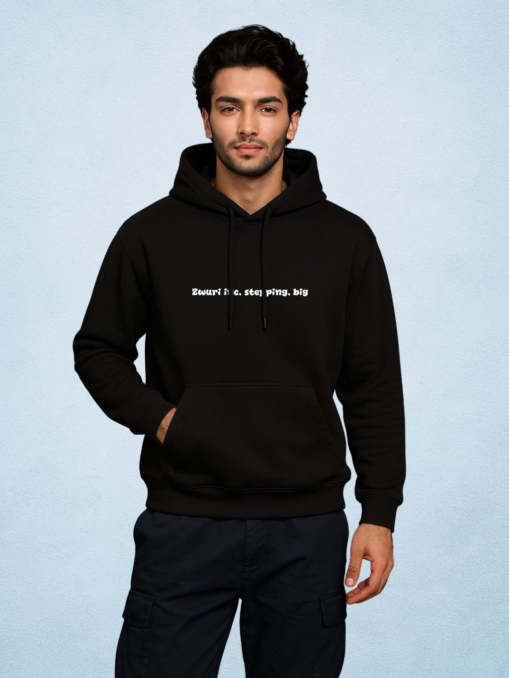 Zwuri Men | Stepping - Pitch Black Oversized Hoodie