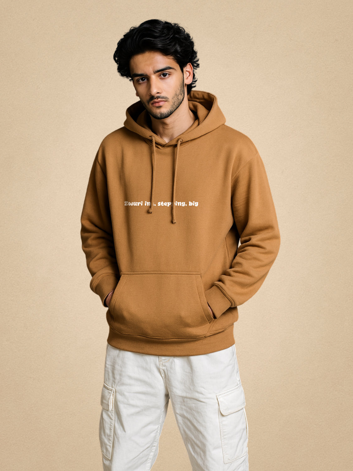 Zwuri Men | Stepping - Biscoff Brown Oversized Hoodie