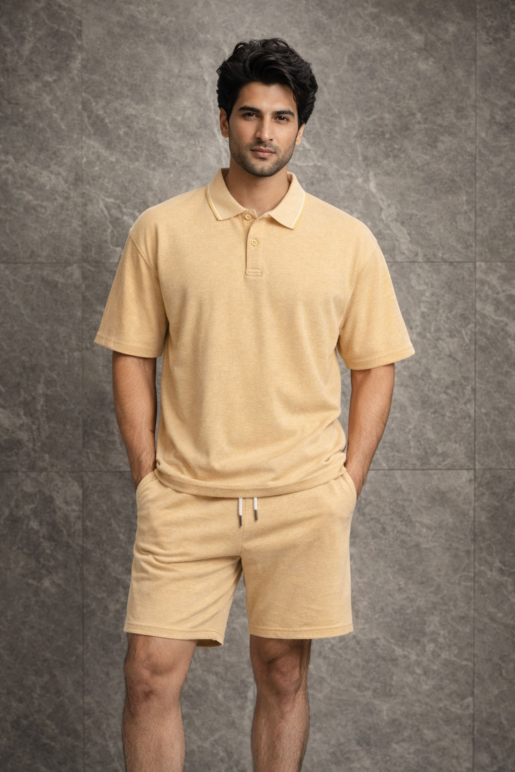 Zwuri Men | Mango Bite Oversized Polo Cord Set