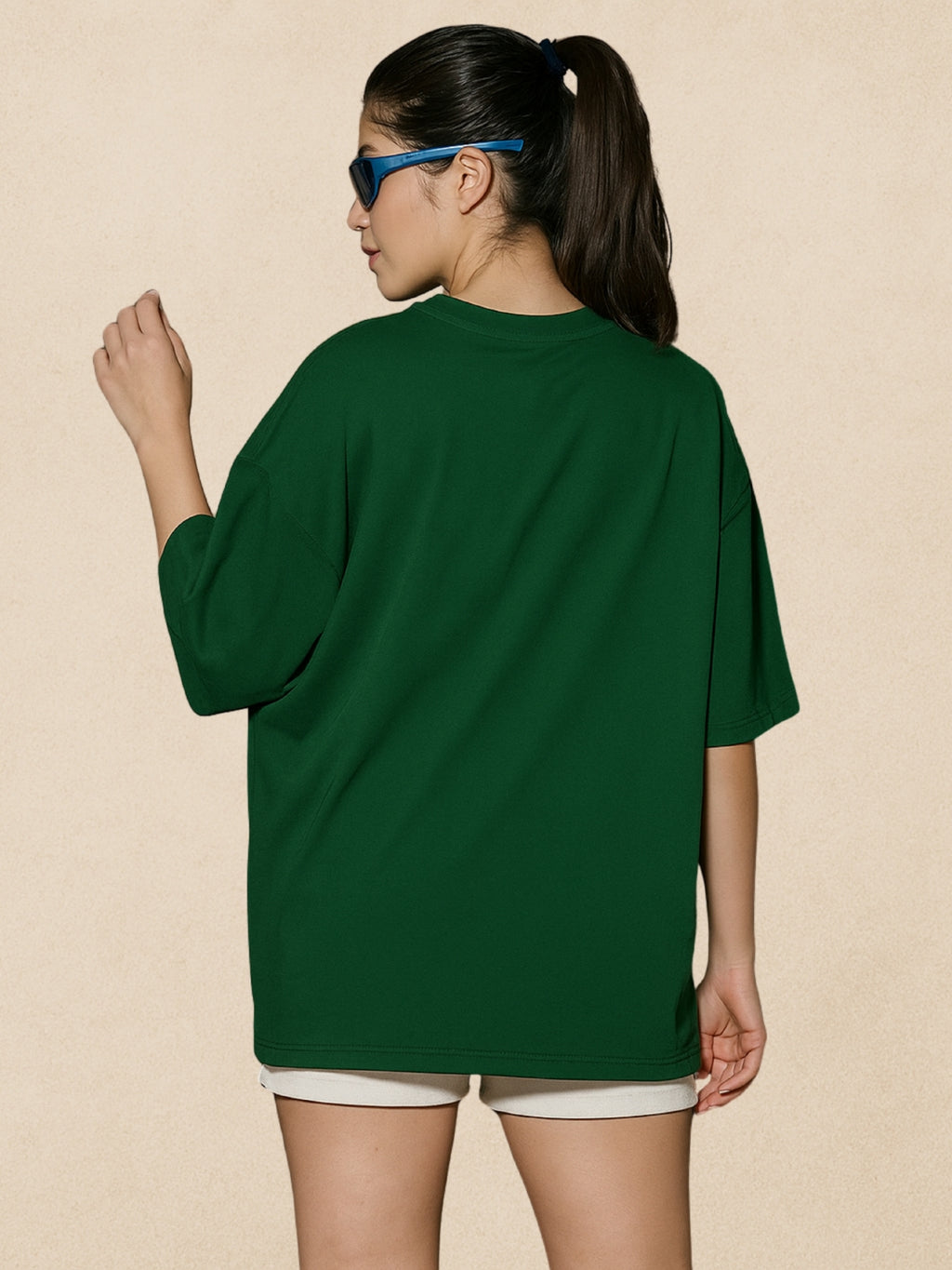 Zwuri Women’s Forest Green Oversized T-Shirt Solids, Relaxed Fit, Minimalist Everyday Wear