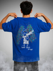 🛹 Apocalypse Not Now Drift Blue Oversized Graffiti T-Shirt for Men by Zwuri
