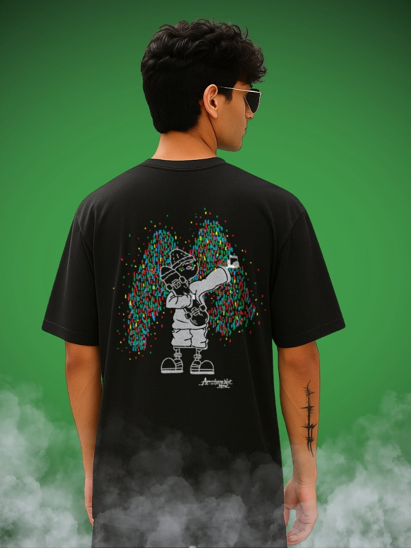 🛹 Apocalypse Not Now Zen Black Oversized Graffiti T-Shirt for Men by Zwuri