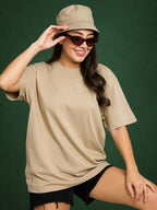 Zwuri Women | Solids - Caramel Kiss Oversized T-Shirt