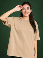 Zwuri Women | Solids - Caramel Kiss Oversized T-Shirt
