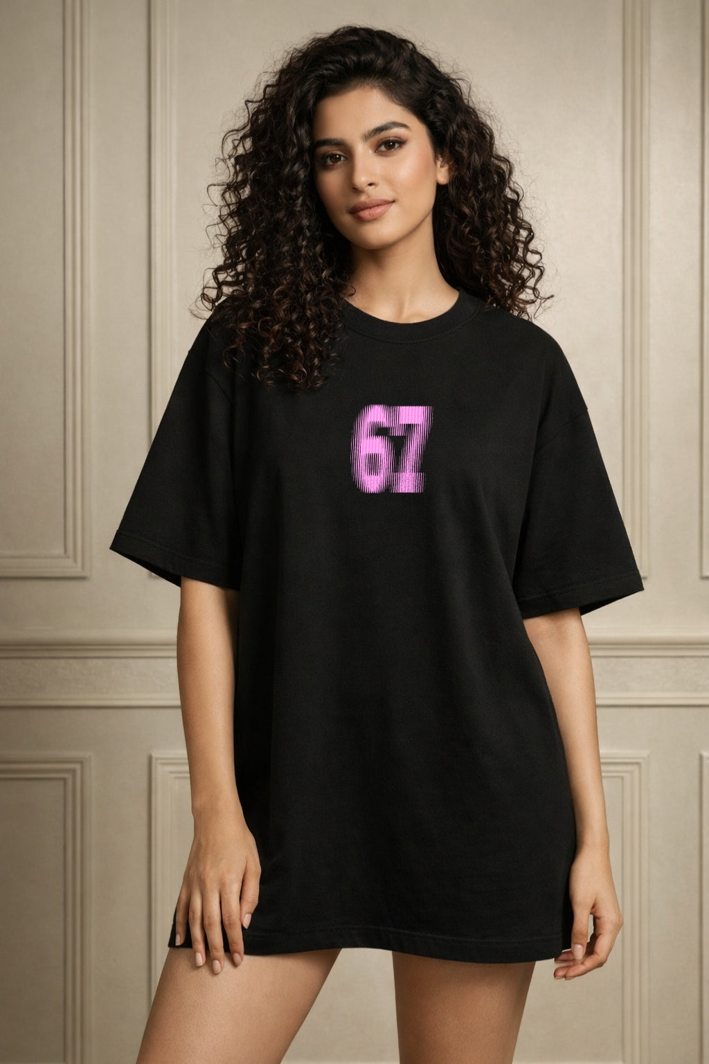 Zwuri Women | 67 - Pitch Black Oversized T-Shirt