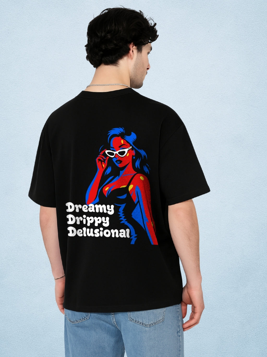 Dreamy Delulu, Zen Black Oversized T-Shirt For Men by Zwuri