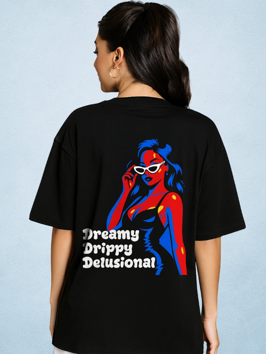 Dreamy Delulu, Zen Black Oversized T-Shirt For Women by Zwuri