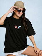 Zwuri Women | Dreamy Delulu - Pitch Black Oversized T-Shirt
