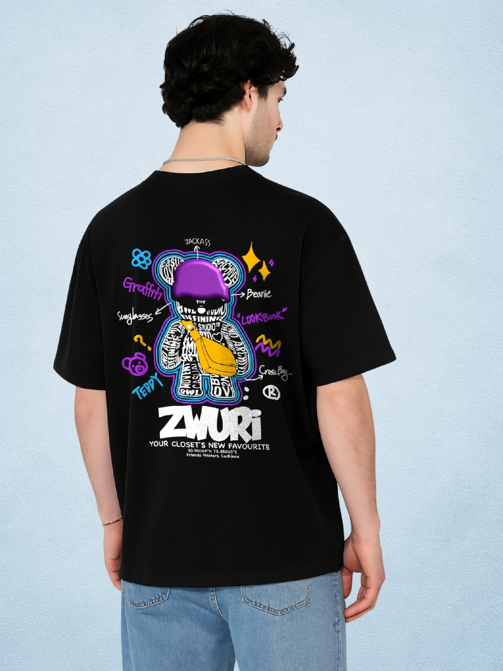 Graffiti Art, Zen Black Oversized T-Shirt For Men by Zwuri