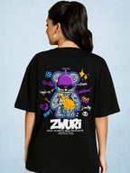 Zwuri Women | Graffiti - Pitch Black Oversized T-Shirt