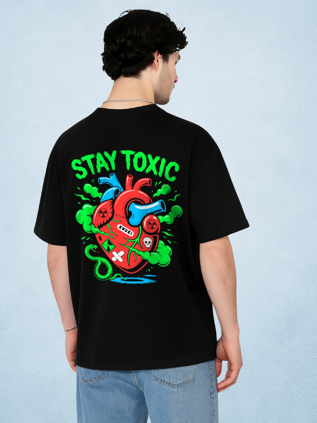 Stay Toxic, Zen Black Oversized T-Shirt For Men by Zwuri