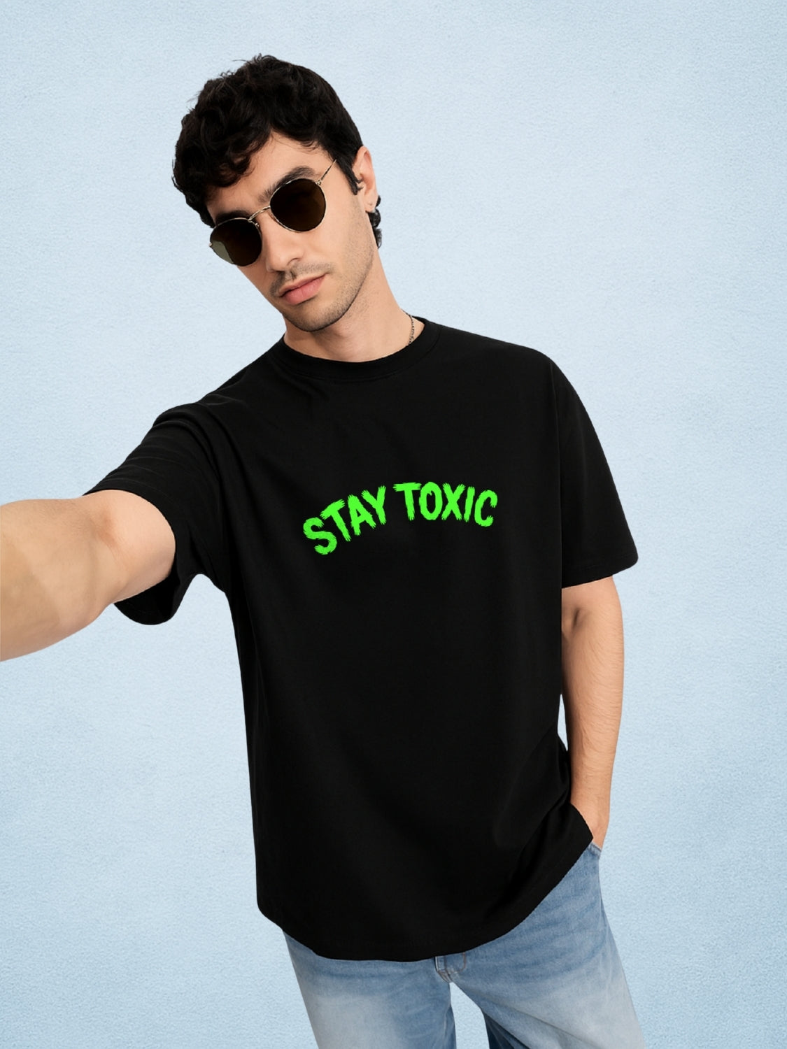 Stay Toxic, Zen Black Oversized T-Shirt For Men by Zwuri