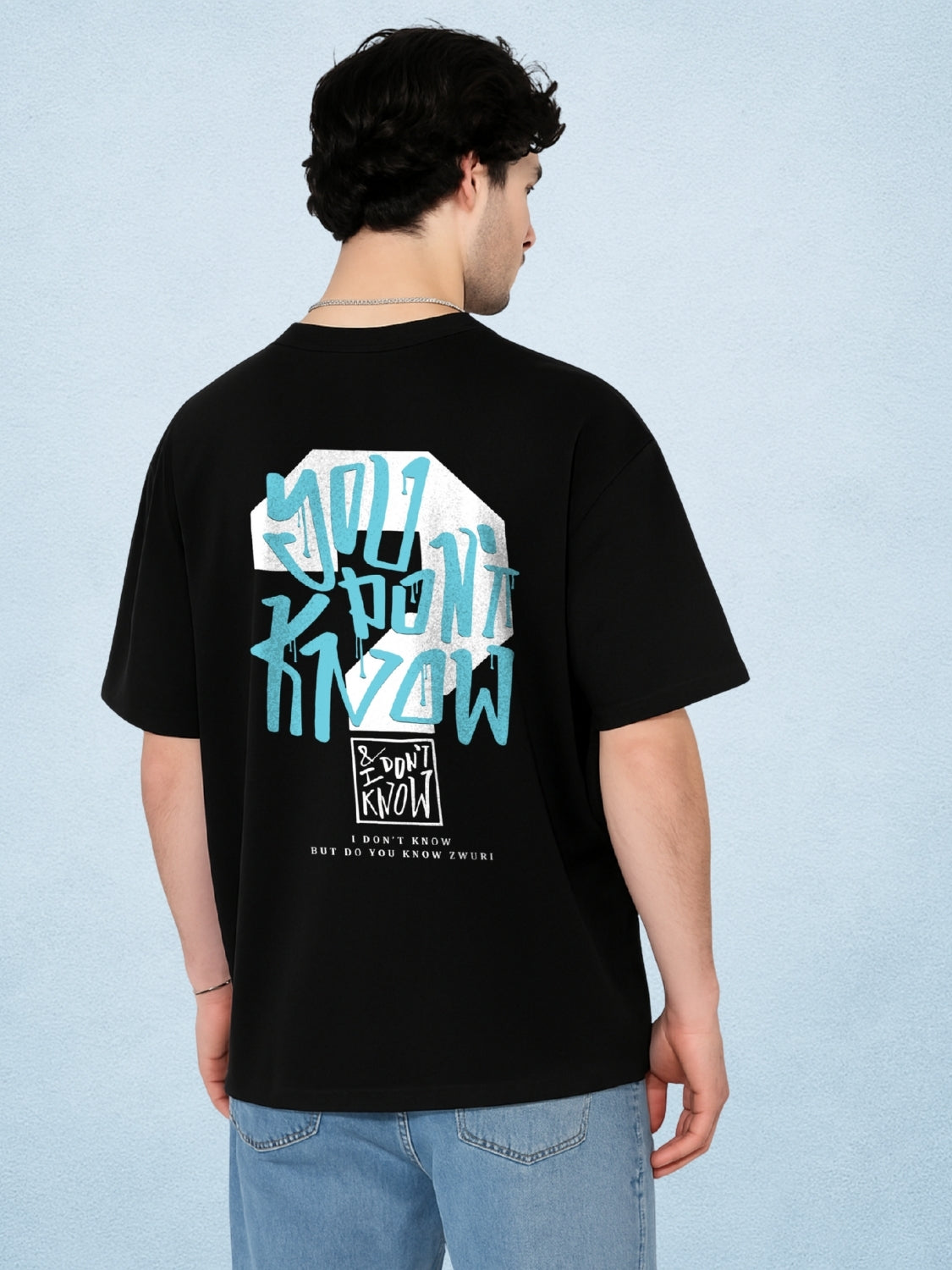 You Don’t Know? Zen Black Oversized T-Shirt for Men by Zwuri