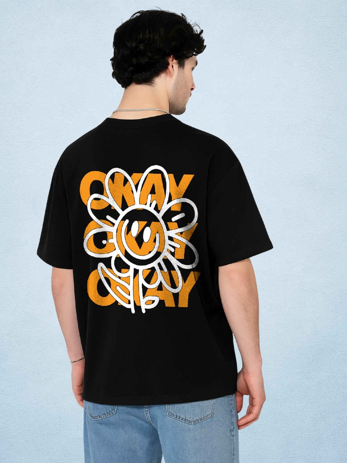 Okay Okay Okay Zen Black Oversized T-Shirt For Men by Zwuri