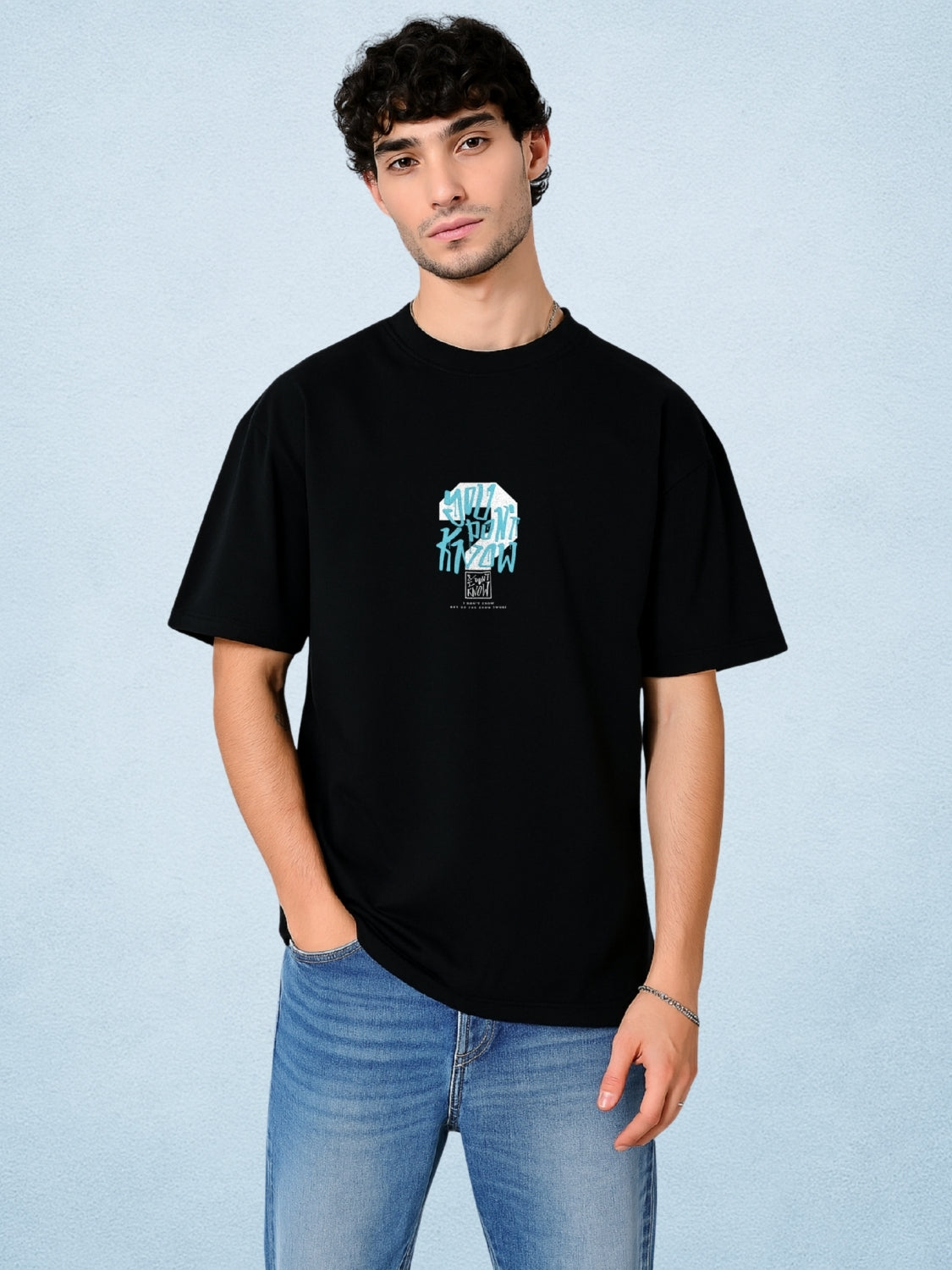 You Don’t Know? Zen Black Oversized T-Shirt for Men by Zwuri