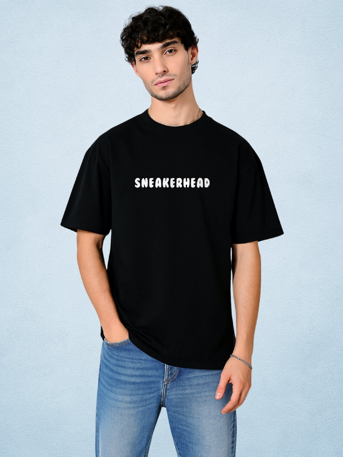 👟 Sneakerhead Zen Black Oversized T-Shirt for Men by Zwuri