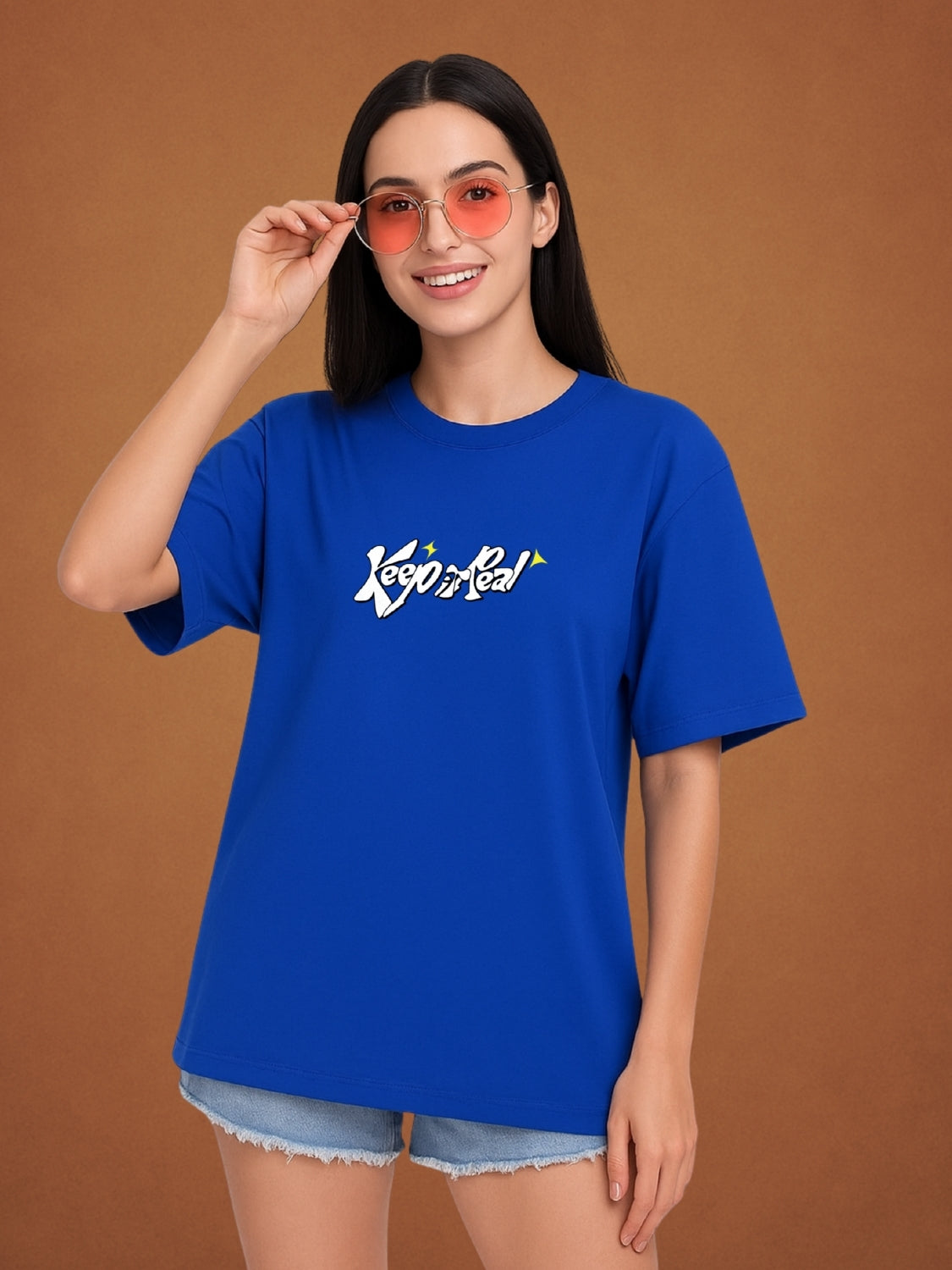 Did You Manifest Me? Drift Blue Oversized T-Shirt for Women by Zwuri