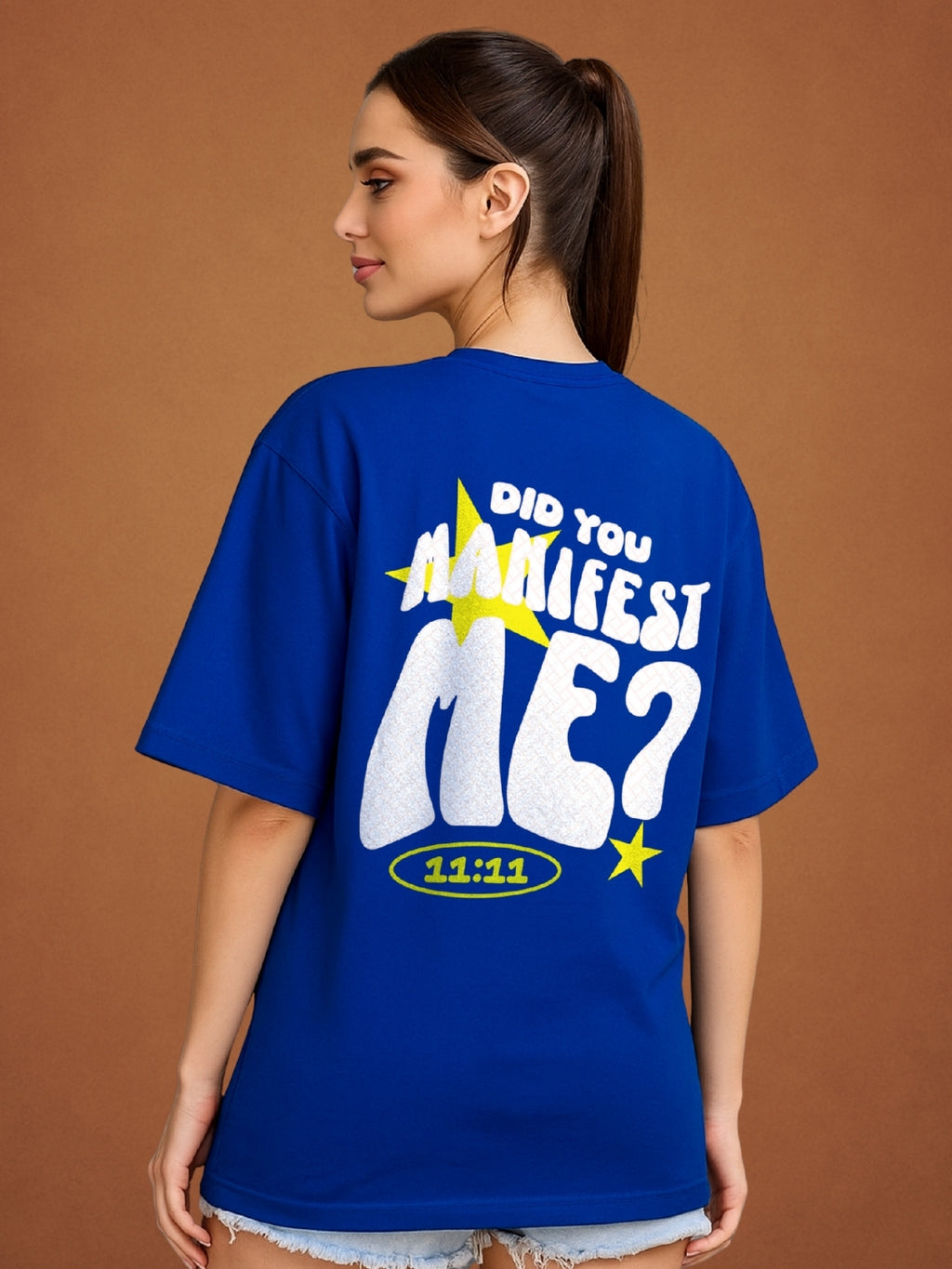 Did You Manifest Me? Drift Blue Oversized T-Shirt for Women by Zwuri