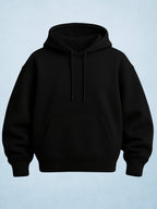 Zwuri Men | Solids - Pitch Black Oversized Hoodie