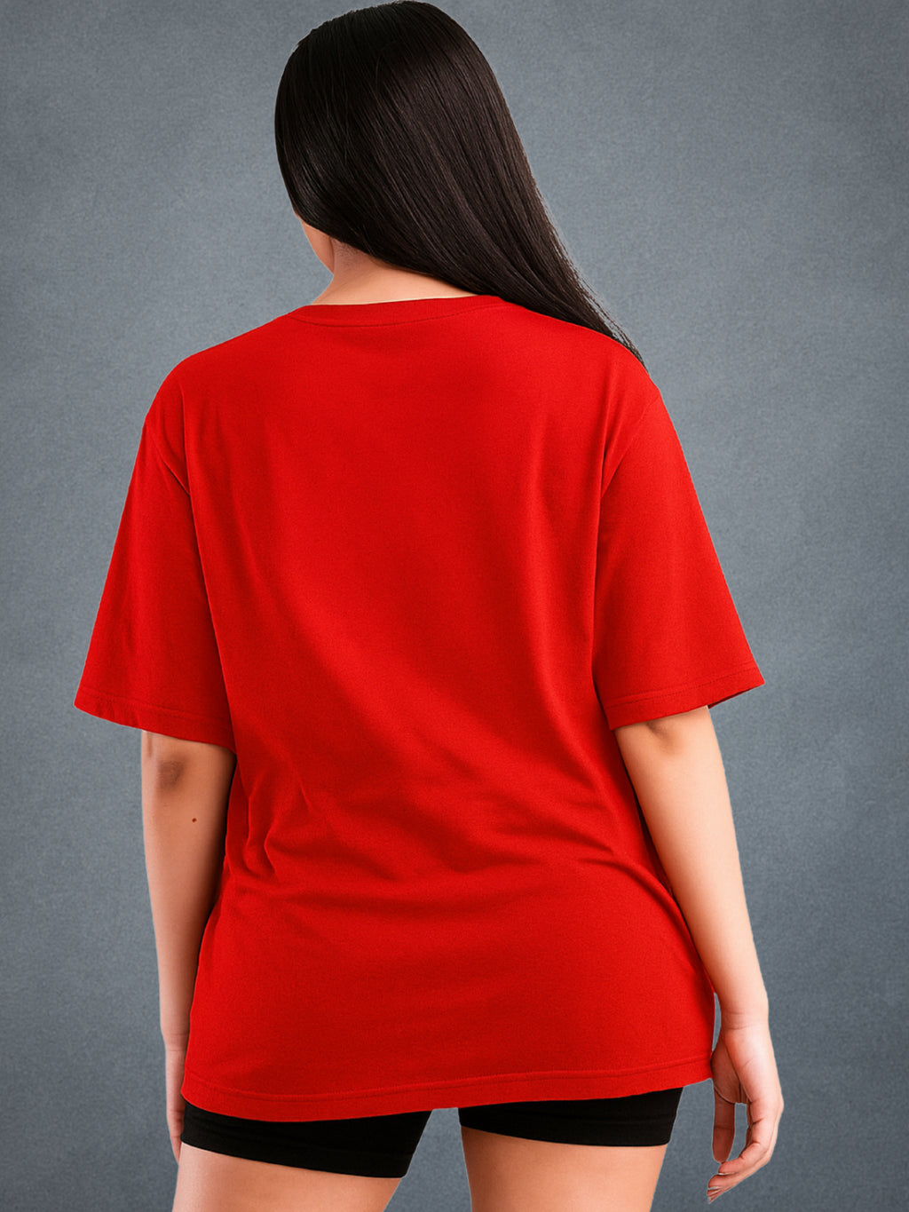 Zwuri Women’s Crimson Red Oversized T-Shirt Solids, Relaxed Fit, Minimalist Everyday Wear