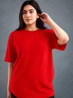Zwuri Women | Solids - Cherry Bomb Oversized T-Shirt