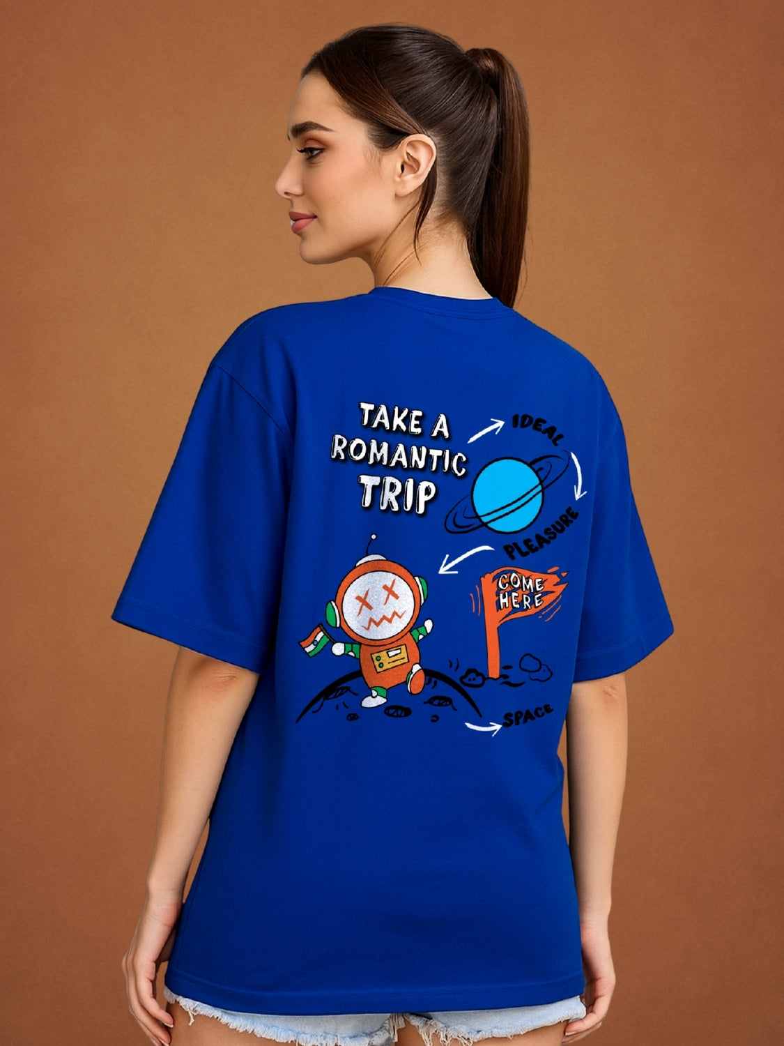 🌌 Romsteller Tee "Take a Romantic Trip" Royal Blue for Women by Zwuri