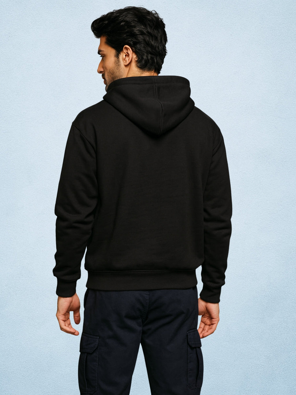 Zwuri Men | Solids - Pitch Black Oversized Hoodie
