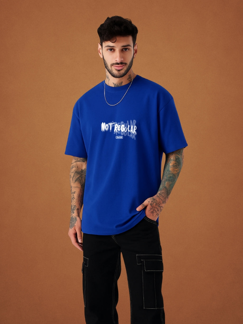 Not Regular, Drift Blue Oversized T-Shirt For Men by Zwuri