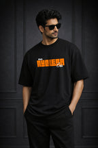 Zwuri Men | Nuclear Era  - Pitch Black Oversized T-Shirt
