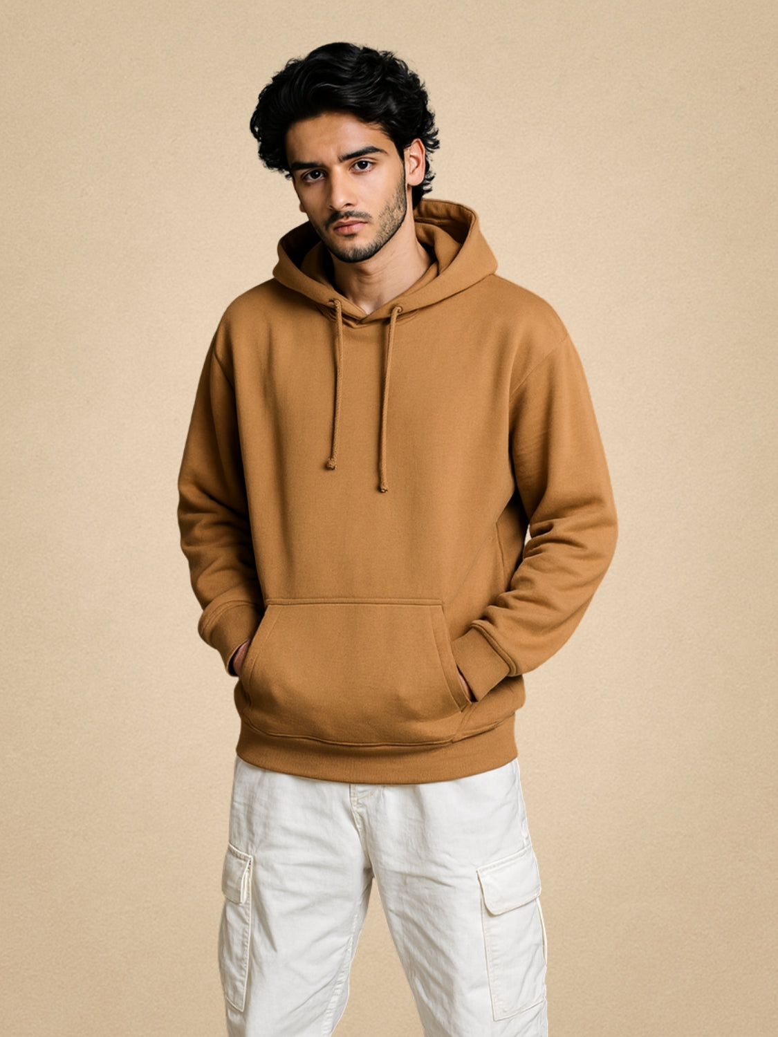 Zwuri Men | Solids - Biscoff Brown Oversized Hoodie